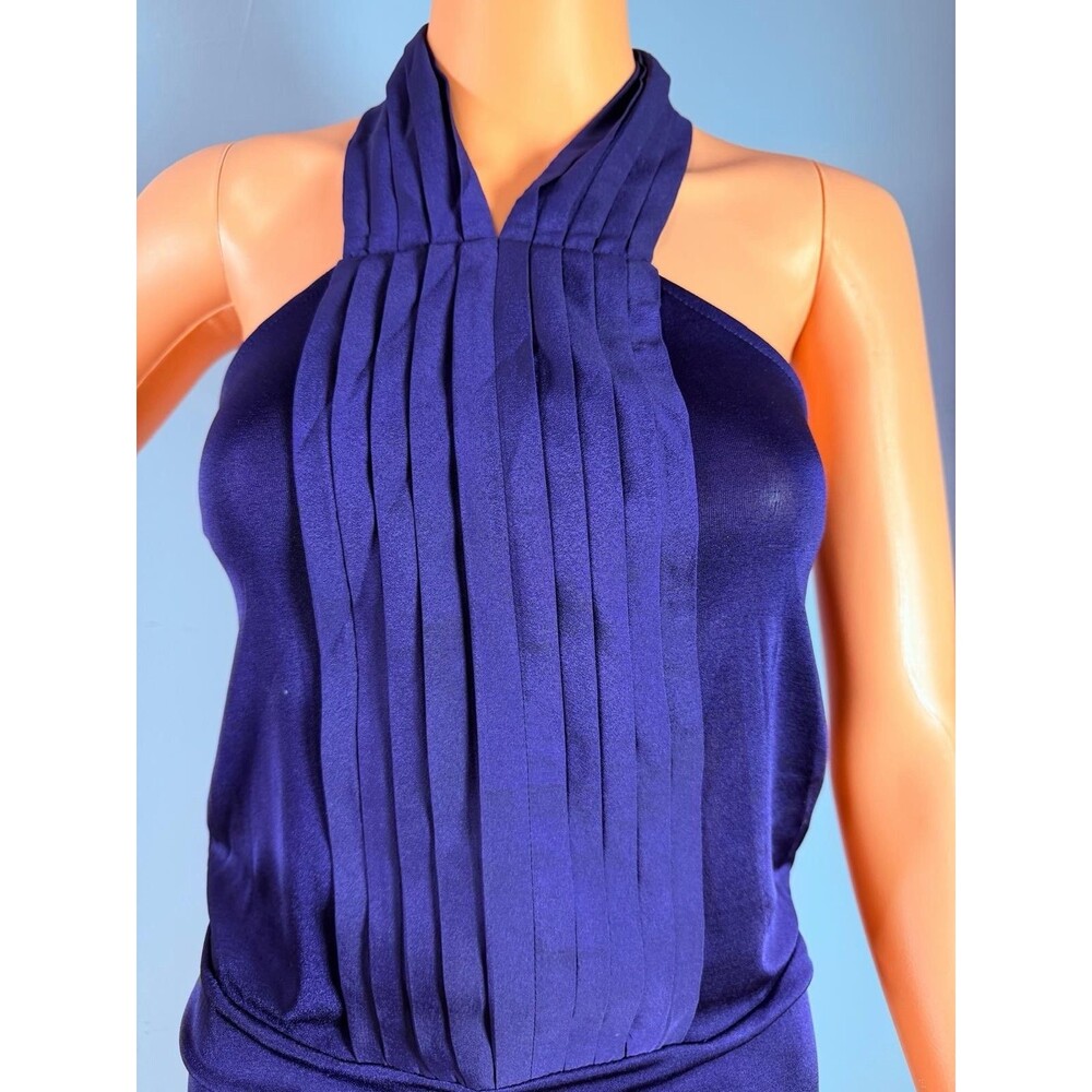 The Limited Halter Top Shirt S New Purple Pleated Front Blouse Stretch Party.